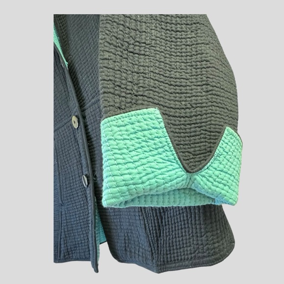 Women’s Jacket L Quilted Reversible Navy Blue Turquoise - Picture 4 of 14